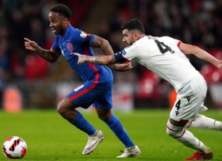 Raheem Sterling in action for England against Albania
