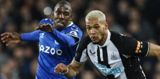 Everton Abdullah Doukuri (left) and Joelinton Newcastle United