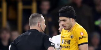 Raul Jimenez was sent off for Wolves against Leeds