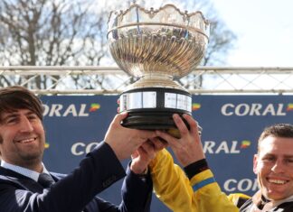 Christian Williams and Rob James hold aloft the Scottish National trophy