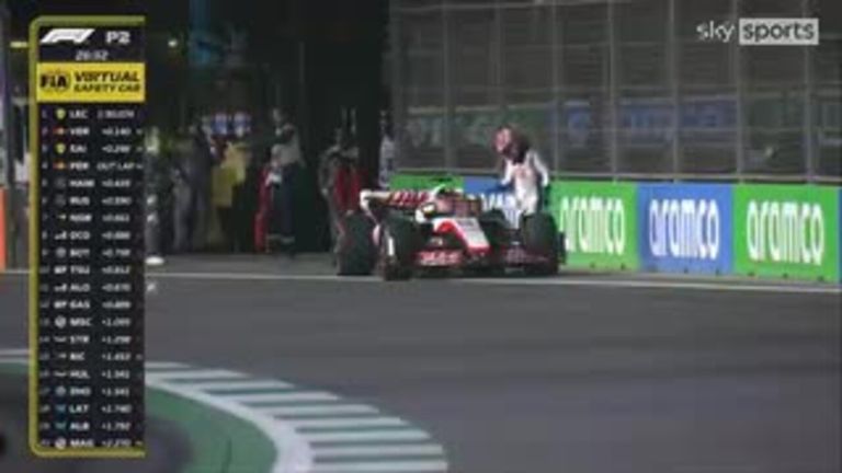 Kevin Magnussen suffered more misfortune during Friday practice as a hydraulic problem forced the Haas driver out of P2 in Saudi Arabia.